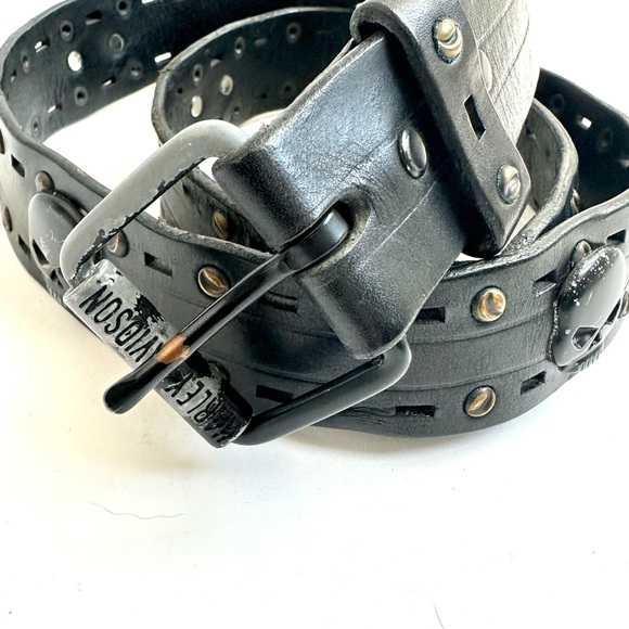 Harley-Davidson Skull Black Belt with Grommets 34 - Picture 2 of 13